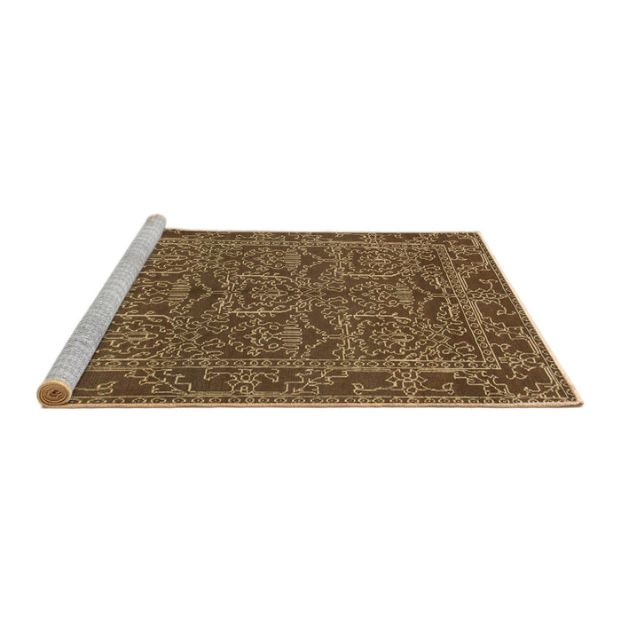 Sideview of Machine Washable Abstract Dark Bronze Brown Rug, wshabs1014