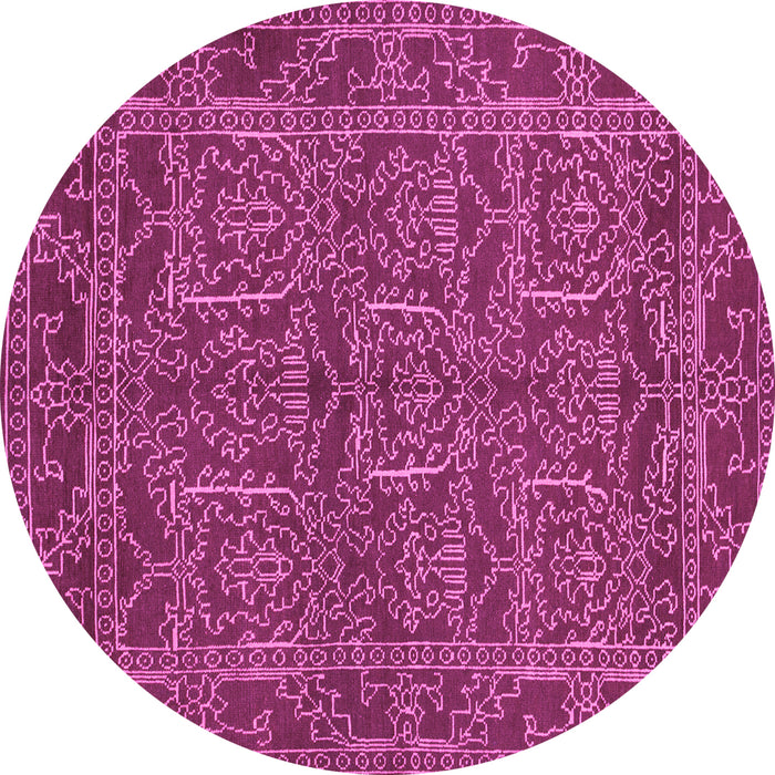 Round Machine Washable Oriental Pink Modern Rug, wshabs1014pnk