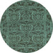 Round Machine Washable Oriental Light Blue Modern Rug, wshabs1014lblu