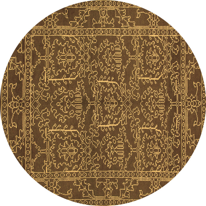 Round Oriental Brown Modern Rug, abs1014brn