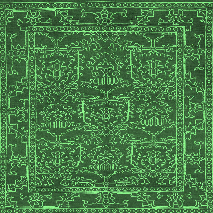 Square Machine Washable Oriental Emerald Green Modern Area Rugs, wshabs1014emgrn