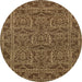 Square Abstract Dark Bronze Brown Oriental Rug, abs1014