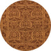 Round Machine Washable Oriental Orange Modern Area Rugs, wshabs1014org