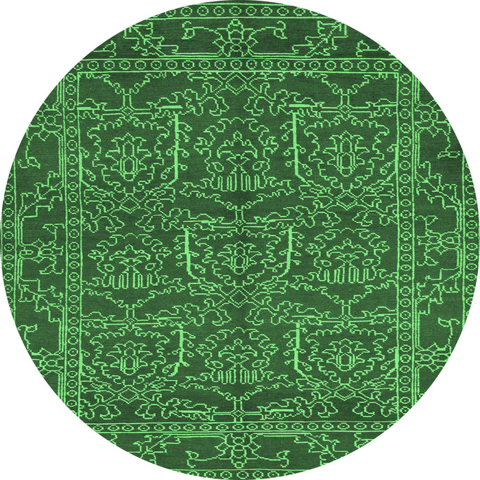 Round Oriental Emerald Green Modern Rug, abs1014emgrn