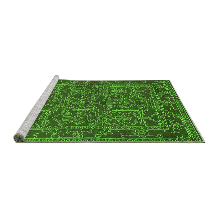 Sideview of Machine Washable Oriental Green Modern Area Rugs, wshabs1014grn