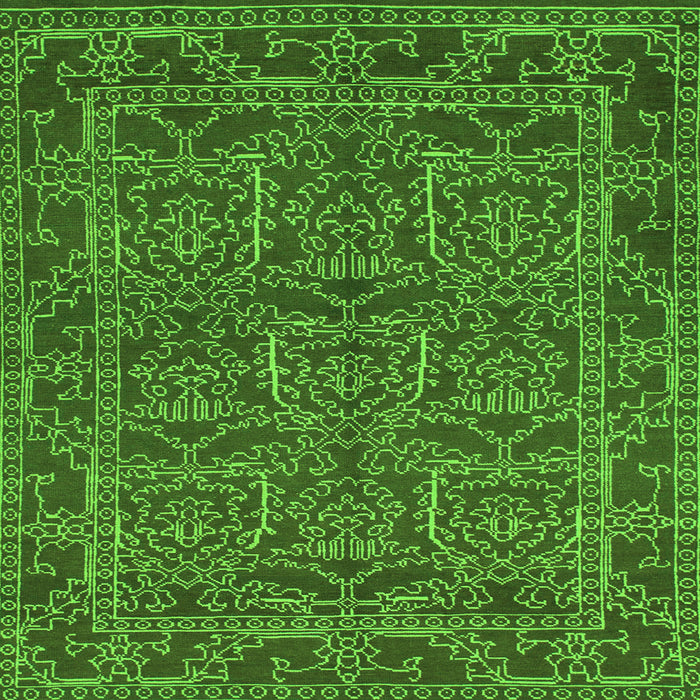 Square Machine Washable Oriental Green Modern Area Rugs, wshabs1014grn