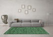 Machine Washable Oriental Turquoise Modern Area Rugs in a Living Room,, wshabs1014turq