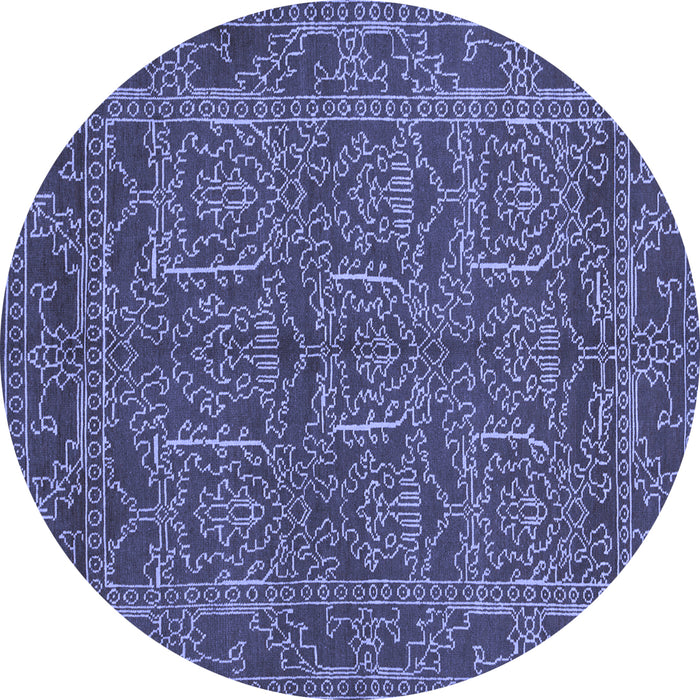 Round Machine Washable Oriental Blue Modern Rug, wshabs1014blu