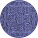 Round Machine Washable Oriental Blue Modern Rug, wshabs1014blu