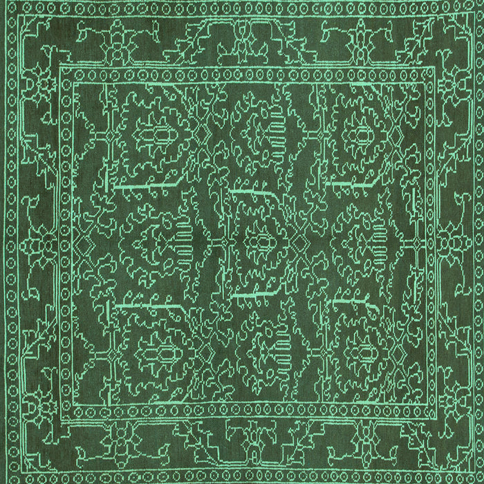 Square Machine Washable Oriental Turquoise Modern Area Rugs, wshabs1014turq