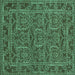 Square Machine Washable Oriental Turquoise Modern Area Rugs, wshabs1014turq