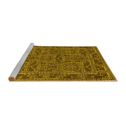 Sideview of Machine Washable Oriental Yellow Modern Rug, wshabs1014yw