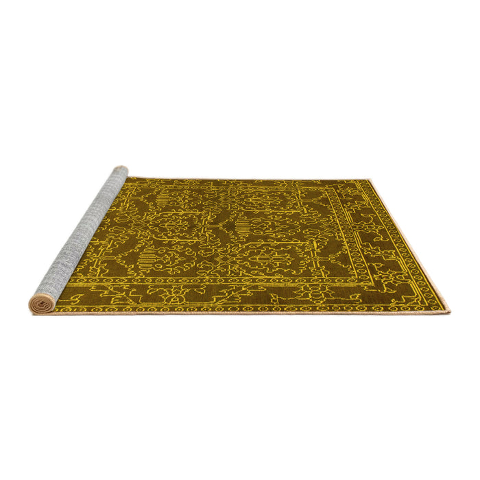 Sideview of Machine Washable Oriental Yellow Modern Rug, wshabs1014yw