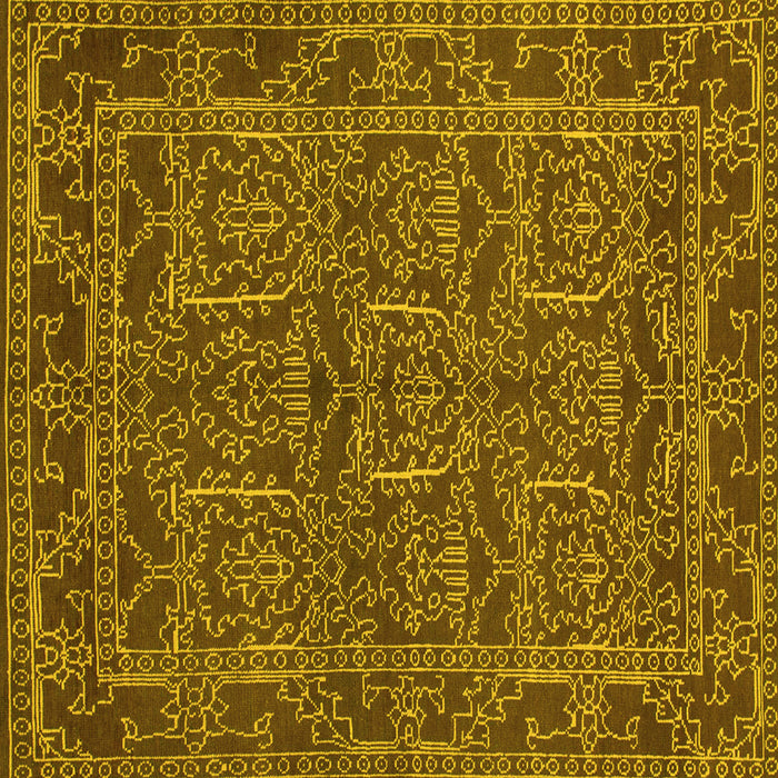 Square Machine Washable Oriental Yellow Modern Rug, wshabs1014yw