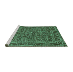 Sideview of Machine Washable Oriental Turquoise Modern Area Rugs, wshabs1014turq