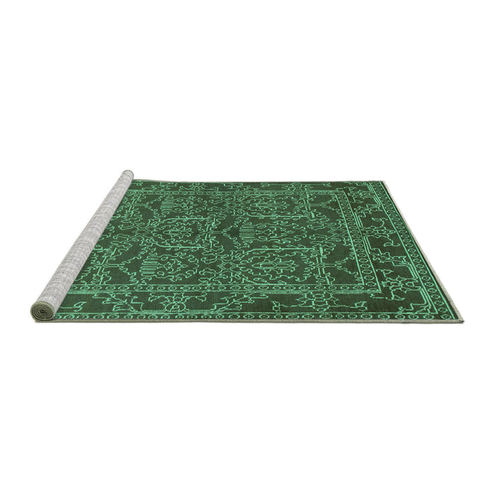 Sideview of Machine Washable Oriental Turquoise Modern Area Rugs, wshabs1014turq