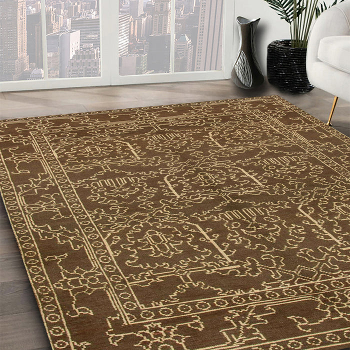 Machine Washable Abstract Dark Bronze Brown Rug in a Family Room, wshabs1014
