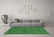Machine Washable Oriental Emerald Green Modern Area Rugs in a Living Room,, wshabs1014emgrn