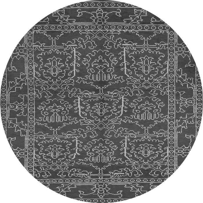 Round Machine Washable Oriental Gray Modern Rug, wshabs1014gry