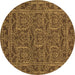 Round Machine Washable Oriental Brown Modern Rug, wshabs1014brn