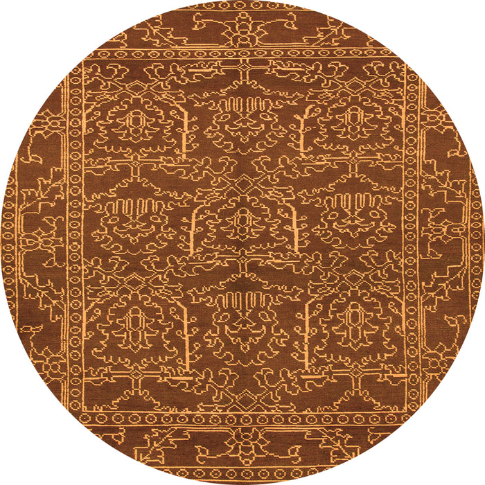 Round Oriental Orange Modern Rug, abs1014org