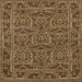 Round Abstract Dark Bronze Brown Oriental Rug, abs1014