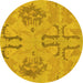 Round Oriental Yellow Modern Rug, abs1015yw