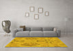 Machine Washable Oriental Yellow Modern Rug in a Living Room, wshabs1015yw