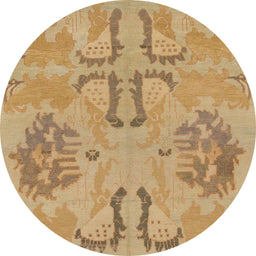 Square Abstract Cinnamon Brown Oriental Rug, abs1015