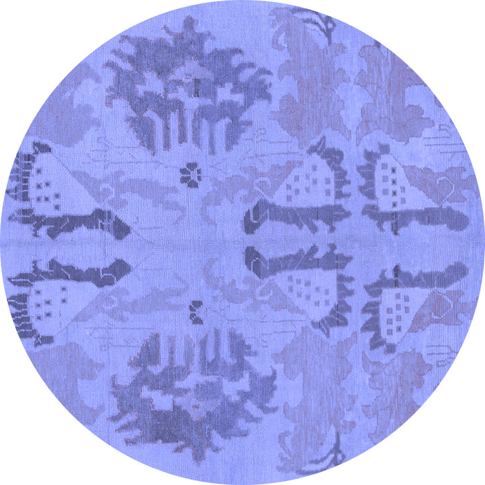 Round Machine Washable Oriental Blue Modern Rug, wshabs1015blu