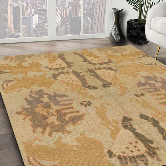 Machine Washable Abstract Cinnamon Brown Rug in a Family Room, wshabs1015