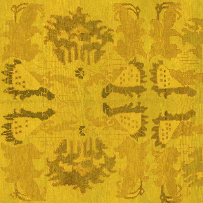 Square Machine Washable Oriental Yellow Modern Rug, wshabs1015yw