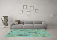 Machine Washable Oriental Light Blue Modern Rug, wshabs1015lblu