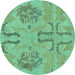 Round Oriental Turquoise Modern Rug, abs1015turq