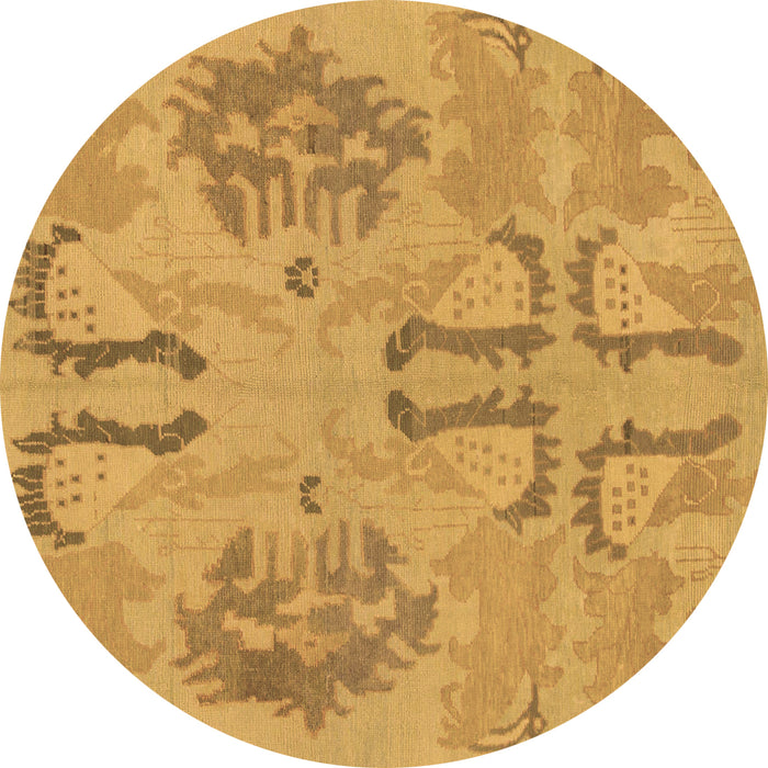 Round Machine Washable Oriental Brown Modern Rug, wshabs1015brn