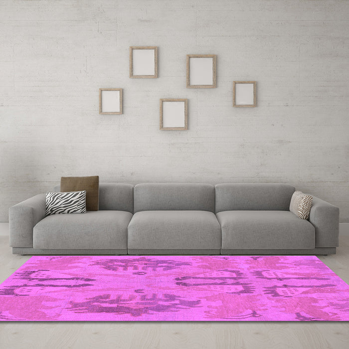 Machine Washable Oriental Purple Modern Area Rugs in a Living Room, wshabs1015pur