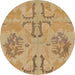 Round Machine Washable Abstract Cinnamon Brown Rug, wshabs1015