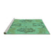 Sideview of Machine Washable Oriental Turquoise Modern Area Rugs, wshabs1015turq