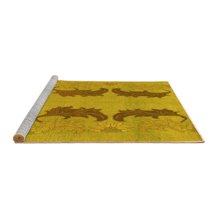 Sideview of Machine Washable Oriental Yellow Modern Rug, wshabs1016yw