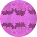 Round Machine Washable Oriental Purple Modern Area Rugs, wshabs1016pur