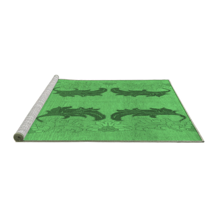 Sideview of Machine Washable Oriental Emerald Green Modern Area Rugs, wshabs1016emgrn
