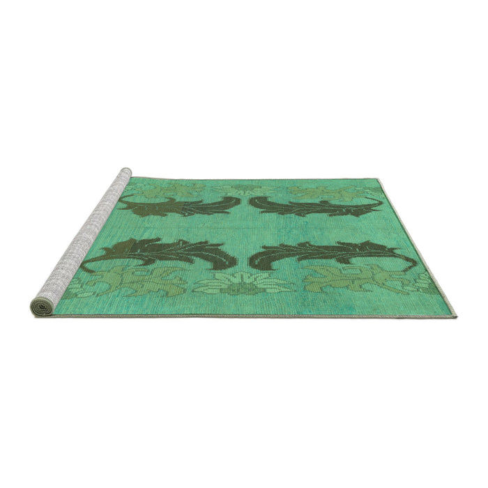 Sideview of Machine Washable Oriental Turquoise Modern Area Rugs, wshabs1016turq