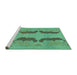 Sideview of Machine Washable Oriental Turquoise Modern Area Rugs, wshabs1016turq