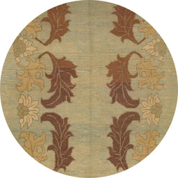 Square Abstract Light Brown Oriental Rug, abs1016