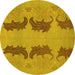 Round Machine Washable Oriental Yellow Modern Rug, wshabs1016yw