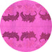 Round Oriental Pink Modern Rug, abs1016pnk