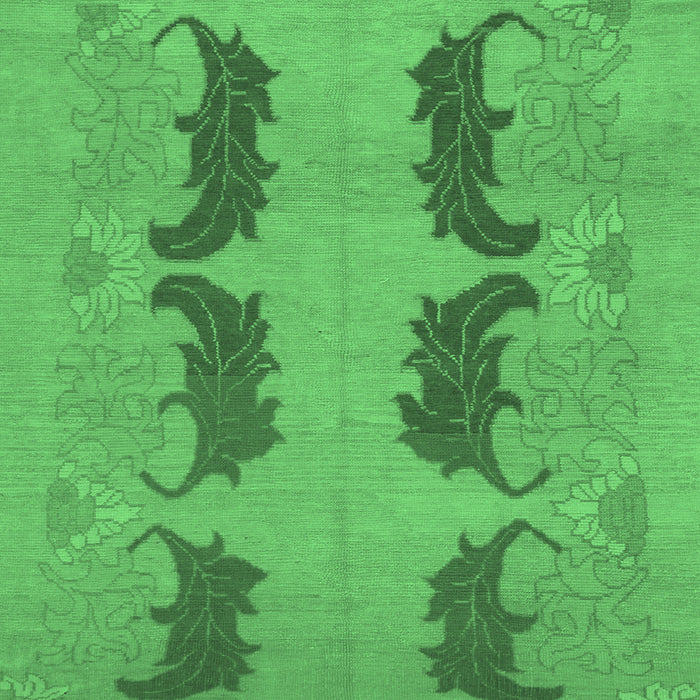 Square Machine Washable Oriental Emerald Green Modern Area Rugs, wshabs1016emgrn