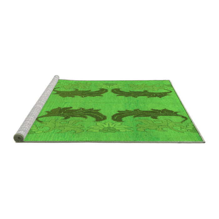 Sideview of Machine Washable Oriental Green Modern Area Rugs, wshabs1016grn