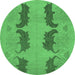 Round Oriental Emerald Green Modern Rug, abs1016emgrn