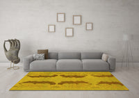 Machine Washable Oriental Yellow Modern Rug, wshabs1016yw